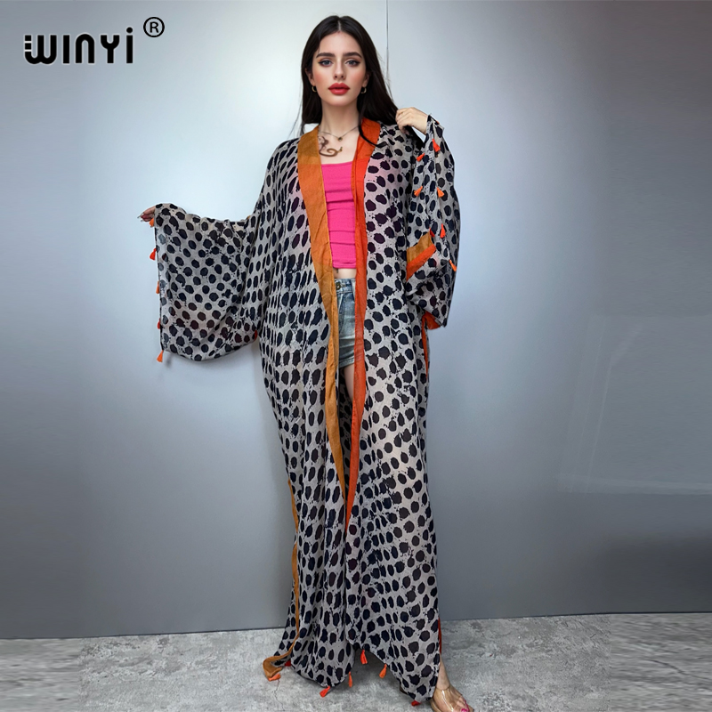 WINYI Summer Outfit Kimono Ame - Boho Summer Beach Maxi Dress ulasan dan harga