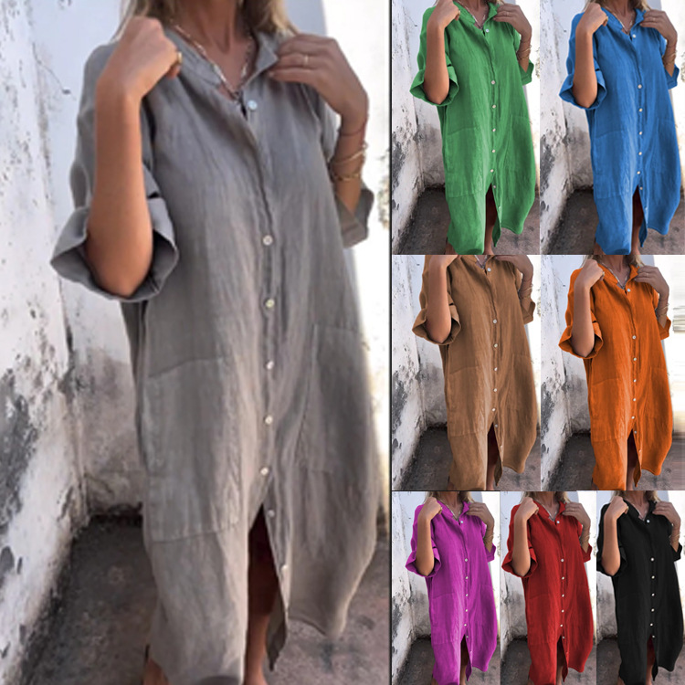 2026 Women's Old Money Shirt D - Casual Loose Linen Shirt Dress ulasan dan harga