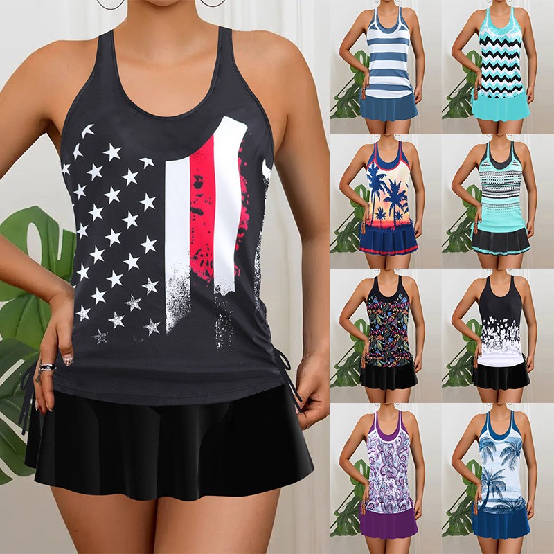 Tankini Woman Bikini Sleeveles - Skirts ulasan dan harga
