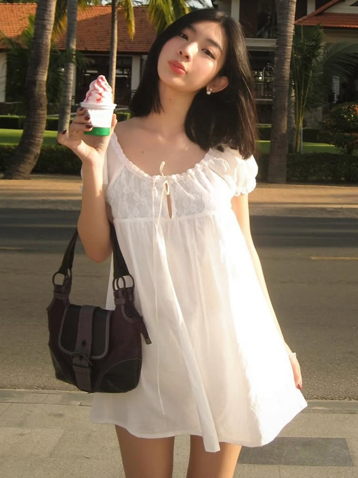 White Off Shoulder Lace Babydo - Off Shoulder Puff Sleeve Sundress ulasan dan harga