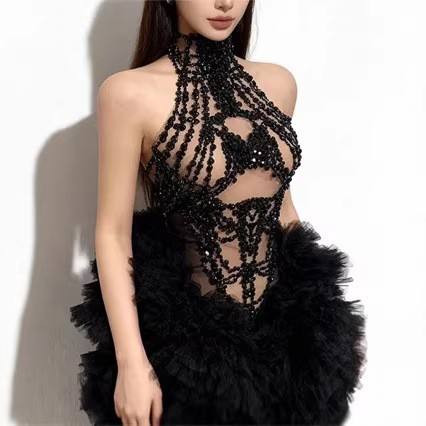 Women Mini Dress Sparkly Rhine - Sparkly Rhinestone Club Party Dress ulasan dan harga