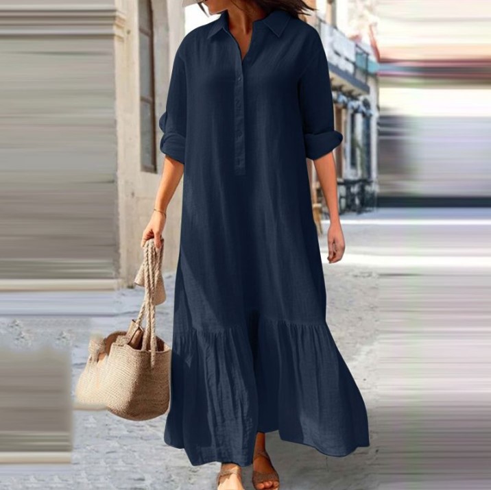 2025 Women's Linen Shirt Dress - Casual Loose Linen Shirt Dress ulasan dan harga