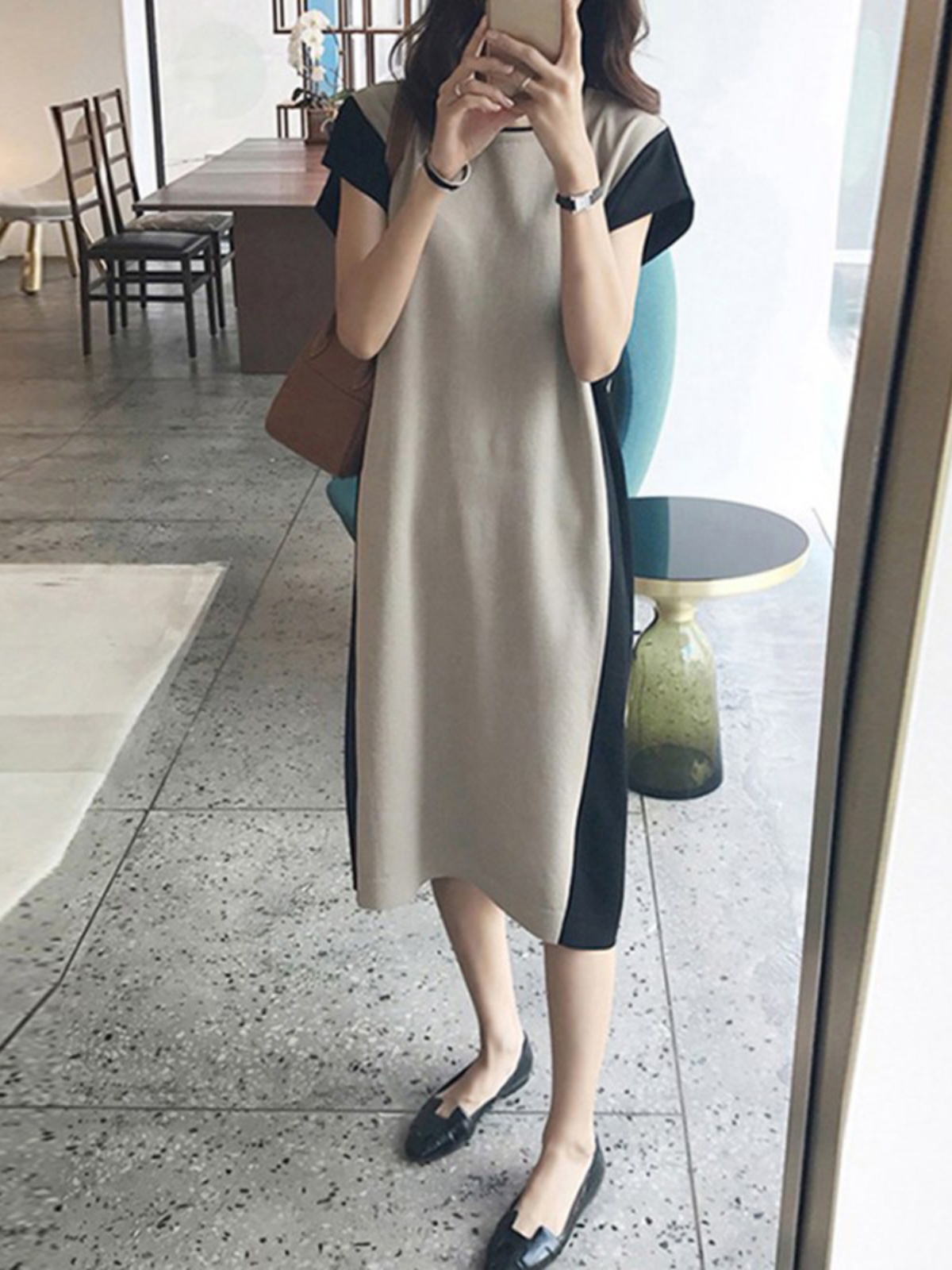 Slimming Effectiveness Mid-Len - Korean Style A Line Shirt Dress ulasan dan harga