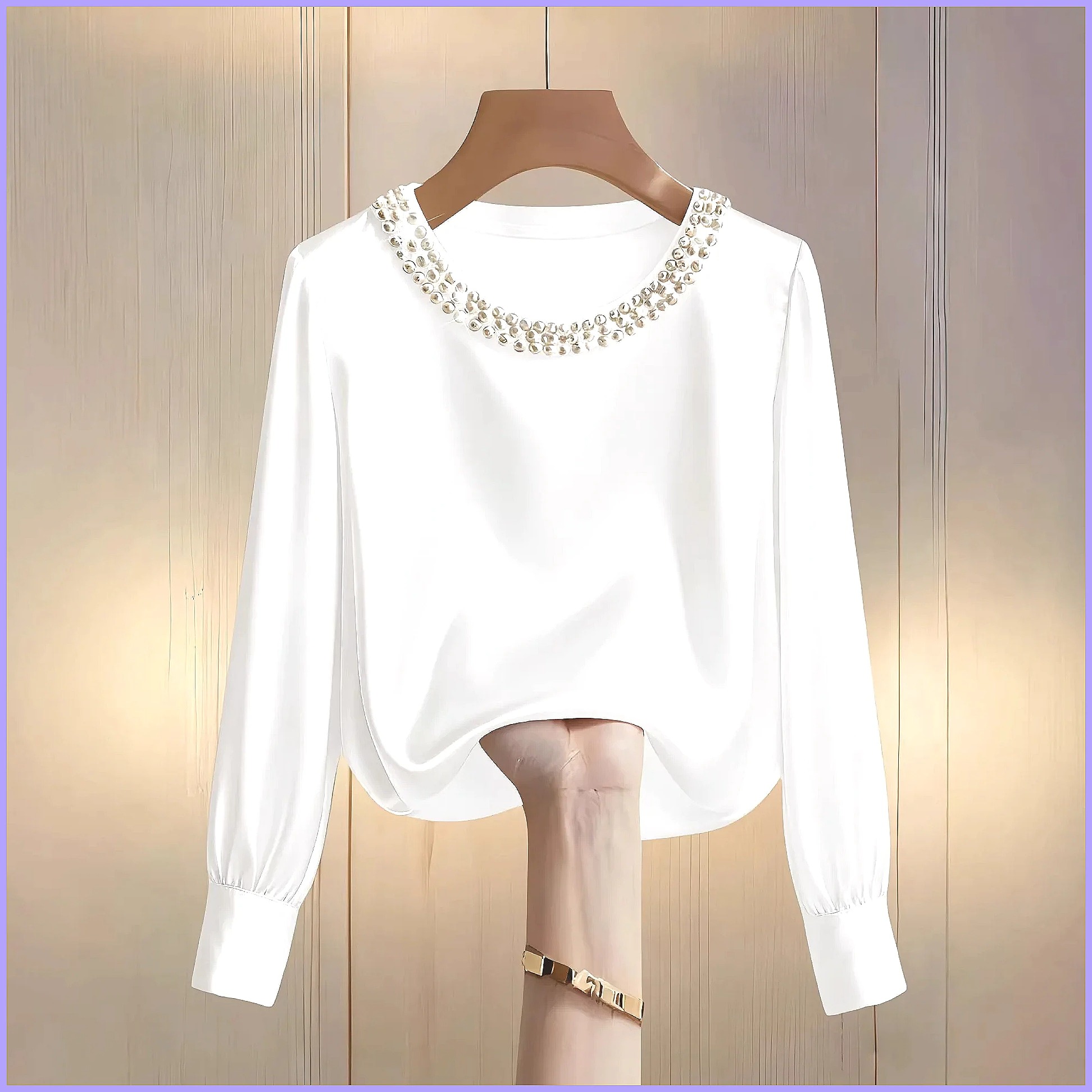 Elegant Beaded Satin Blouse fo - Blouses ulasan dan harga