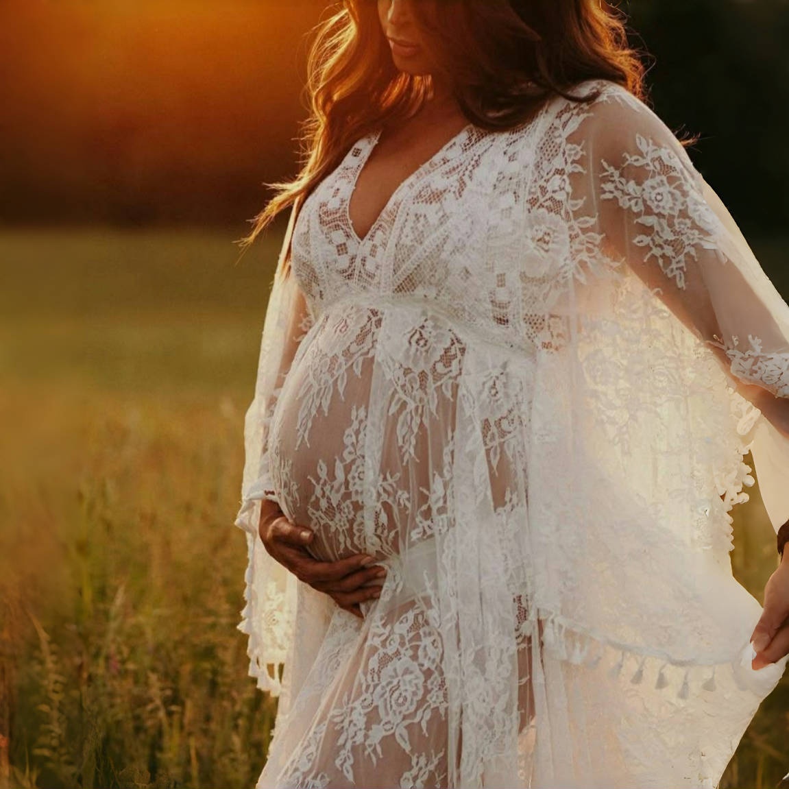 Boho Lace Matenrity Photo Shoo - Boho Summer Beach Maxi Dress ulasan dan harga