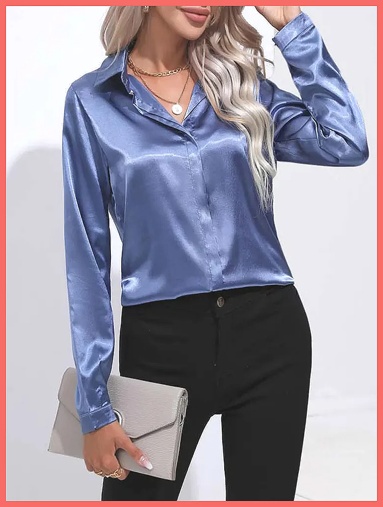 2025 Spring Summer Satin Shirt - Blouses ulasan dan harga