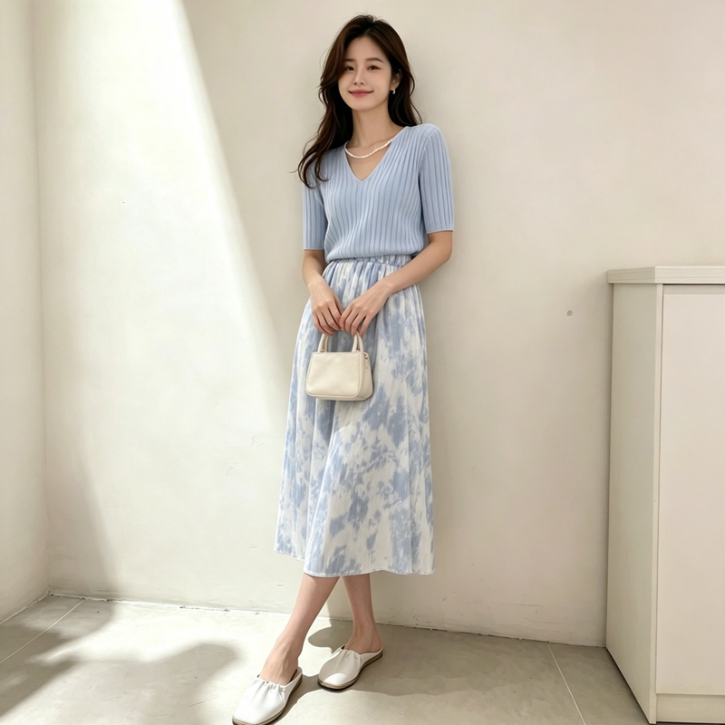 2026 Summer Gentle Short Sleev - Korean Style A Line Shirt Dress ulasan dan harga