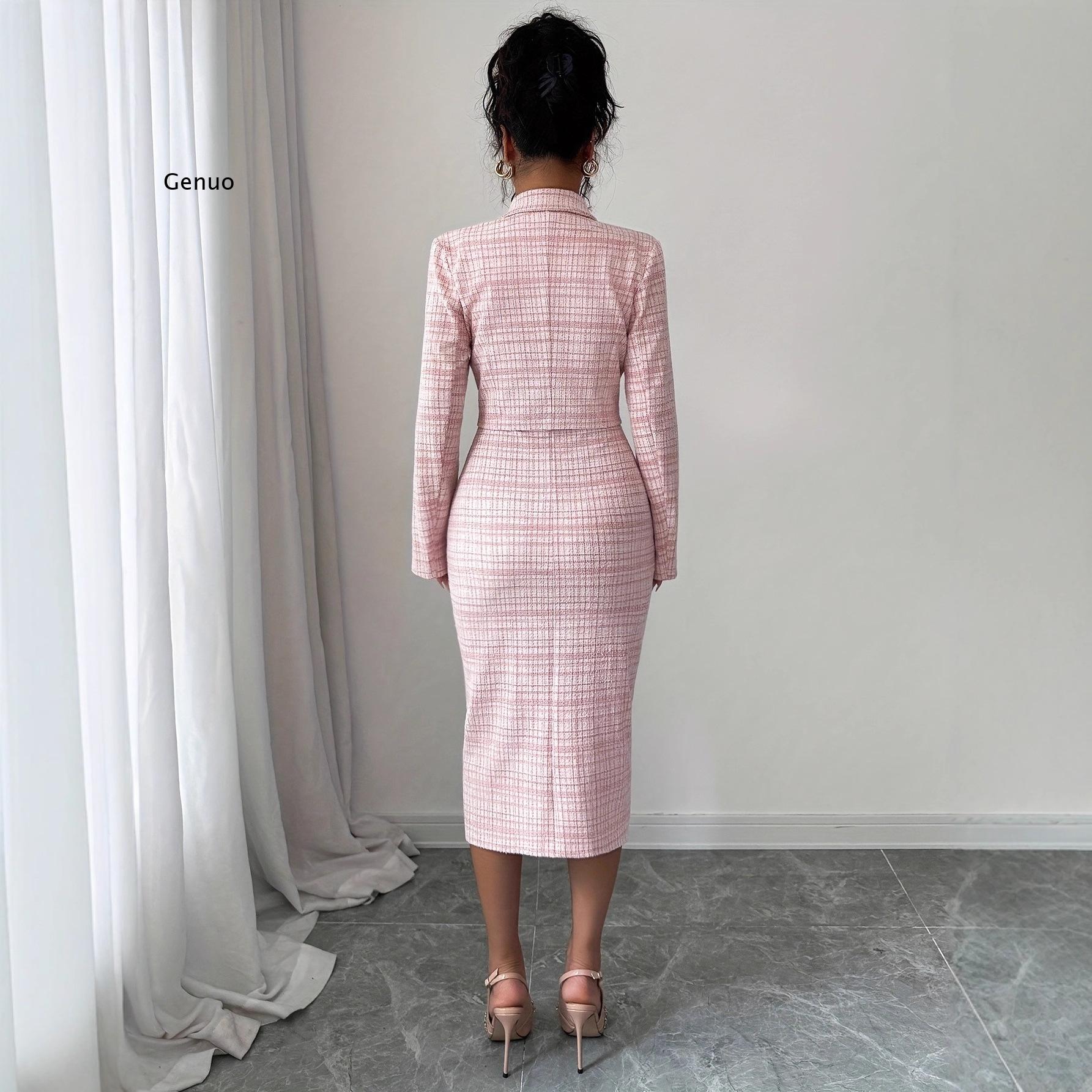 2026 New Women Elegant Tweed T - Tweed Two Piece Blazer Dress ulasan dan harga