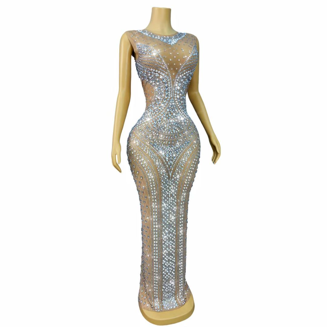 Women Sparkly Rhinestone Sleev - Sparkly Rhinestone Club Party Dress ulasan dan harga