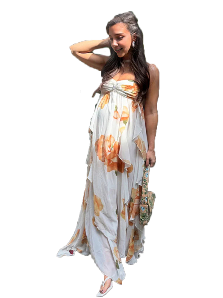 Boho Floral Maternity Photosho - Boho Summer Beach Maxi Dress ulasan dan harga