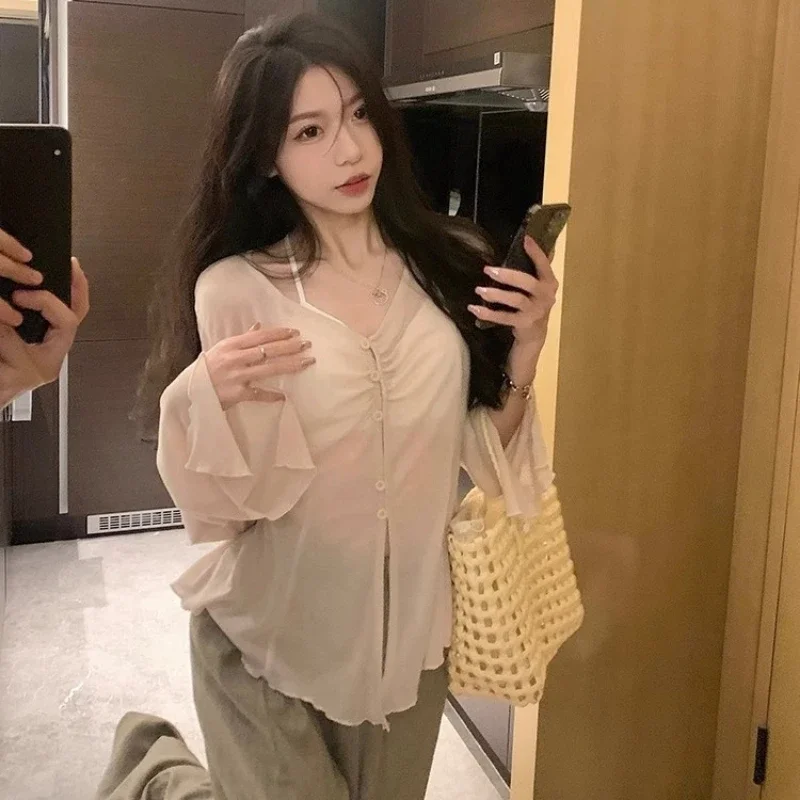 Sheer Flare Sleeve Blouse - Y2 - Blouses ulasan dan harga