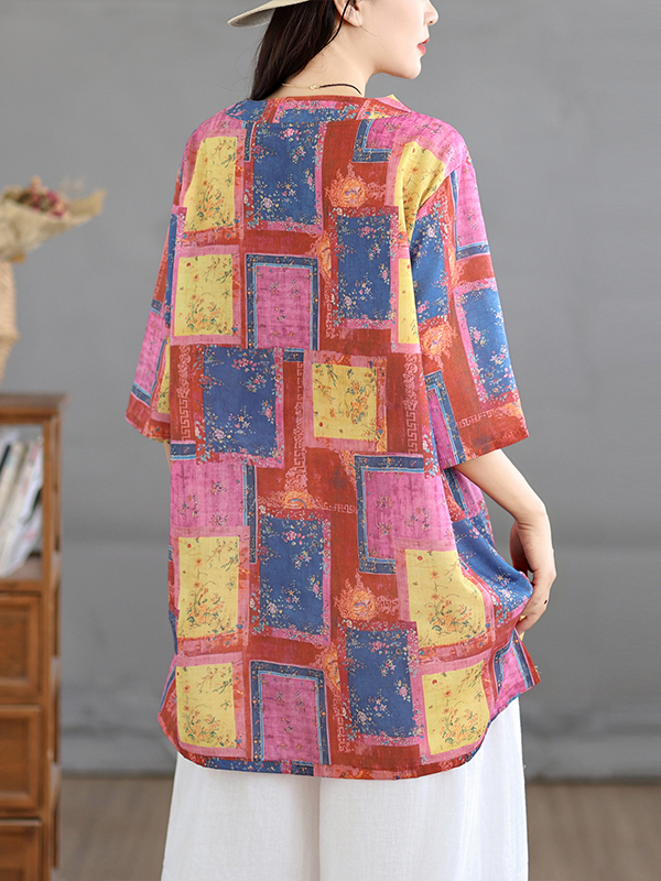 Casual Linen Print Top Vintage - Casual Loose Linen Shirt Dress ulasan dan harga