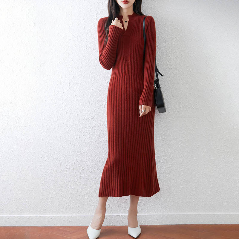 Smart Minimalist Ribbed 2025 W - Bodycon Long Sleeve Ribbed Dress ulasan dan harga