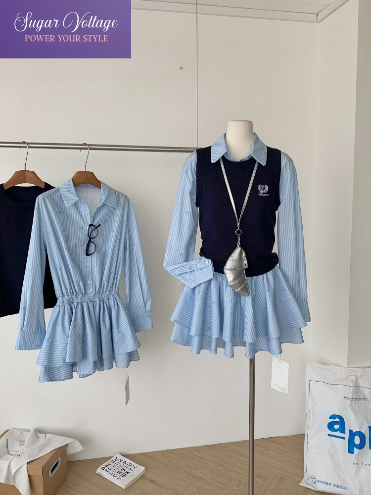 Spring Autumn Korean Fashion C - Korean Style A Line Shirt Dress ulasan dan harga
