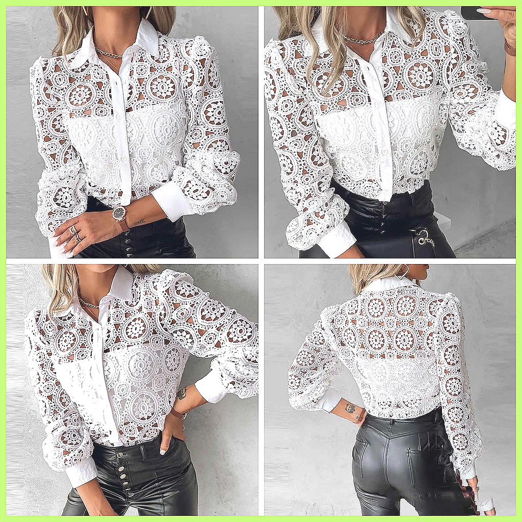 2025 Women's White Lace Shirt, - Blouses ulasan dan harga
