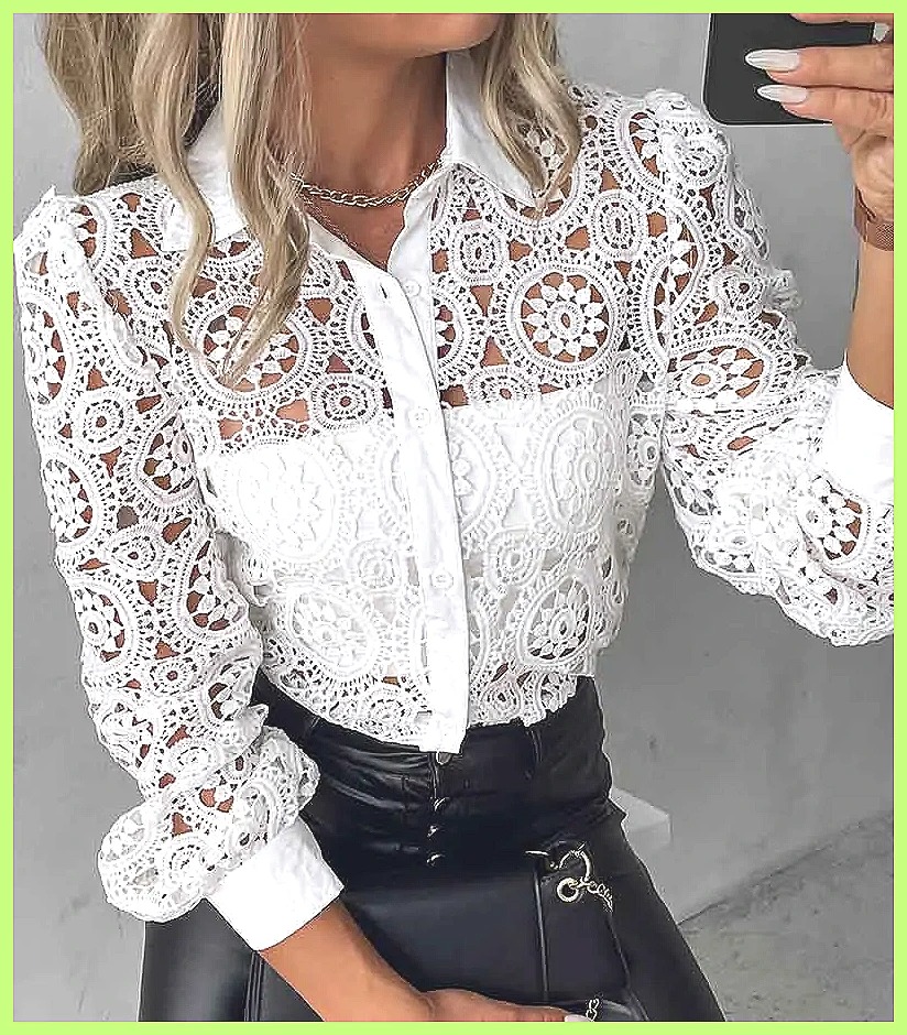 2025 Women's White Lace Shirt, - Blouses ulasan dan harga
