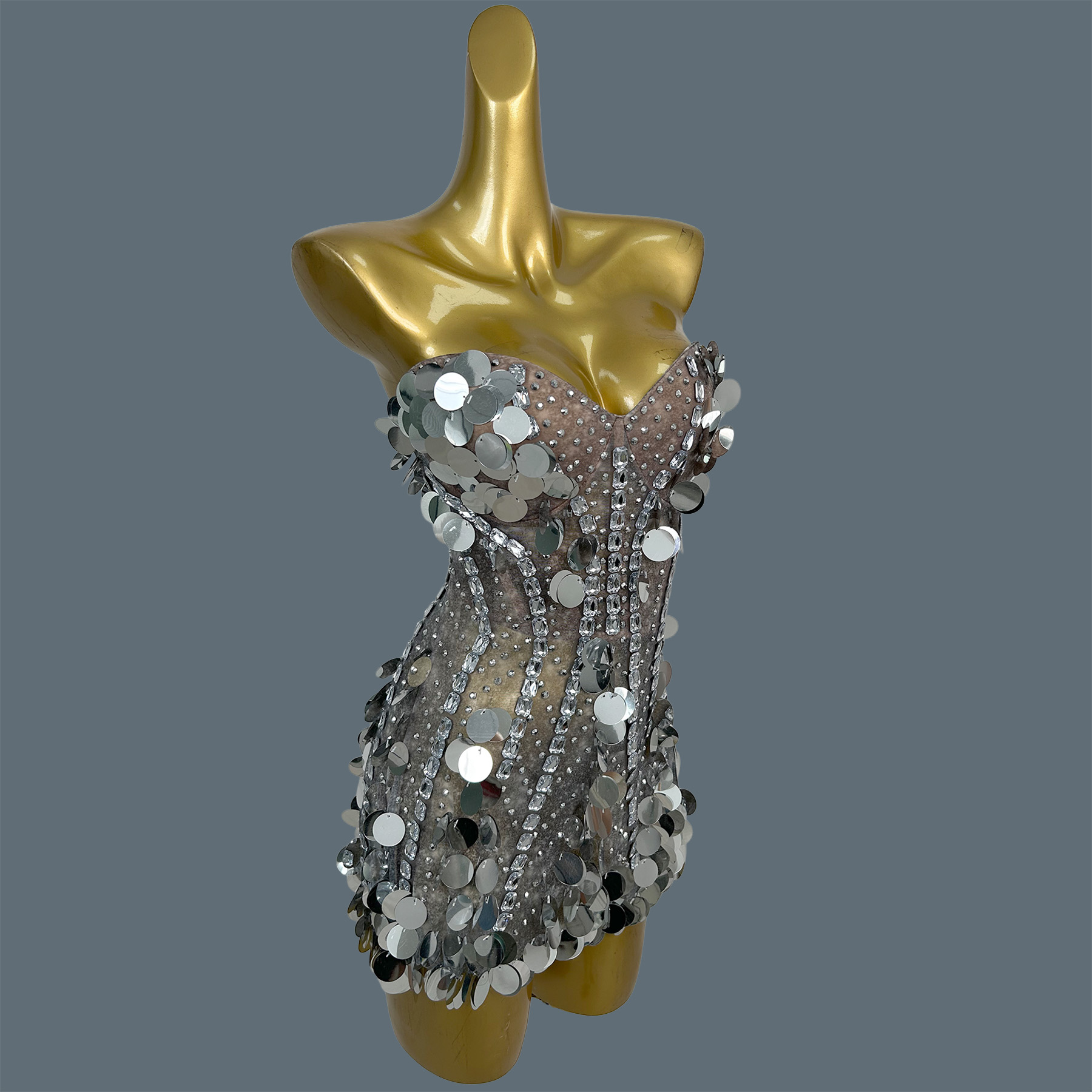 Women Strapless Sparkly Rhines - Sparkly Rhinestone Club Party Dress ulasan dan harga