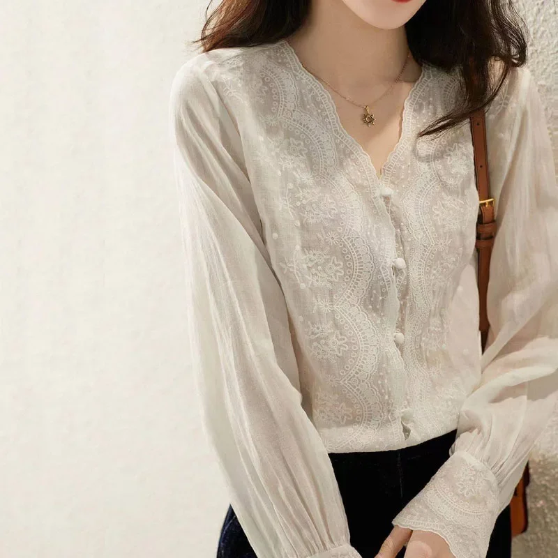 GELITAYIN V-Neck Long Sleeve L - Casual Loose Linen Shirt Dress ulasan dan harga