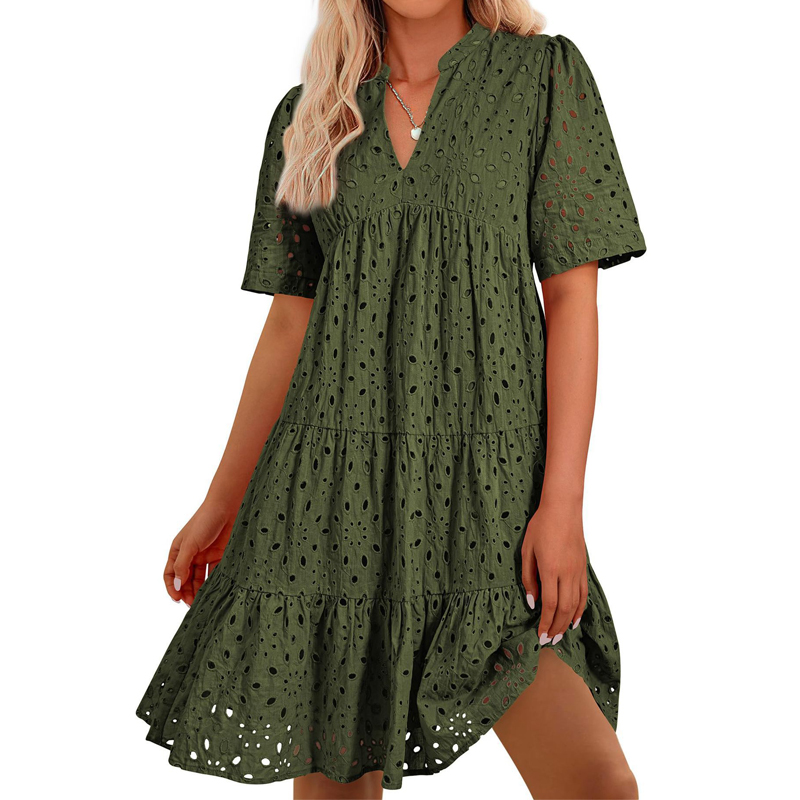 Women's Bohemian Summer V-Neck - French Vintage Floral Midi Dress ulasan dan harga