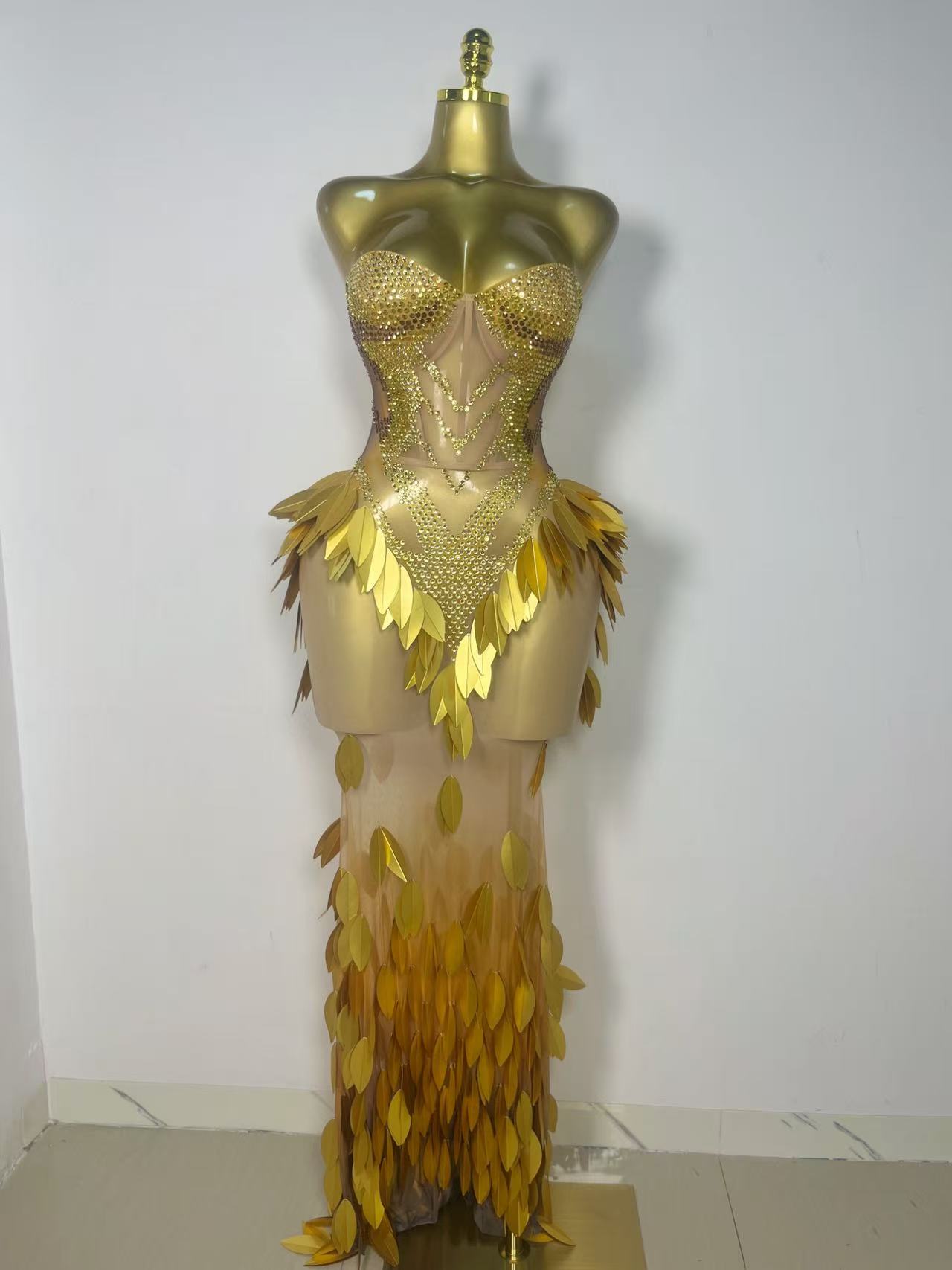 Sparkly Gold Rhinestone Sequin - Sparkly Rhinestone Club Party Dress ulasan dan harga
