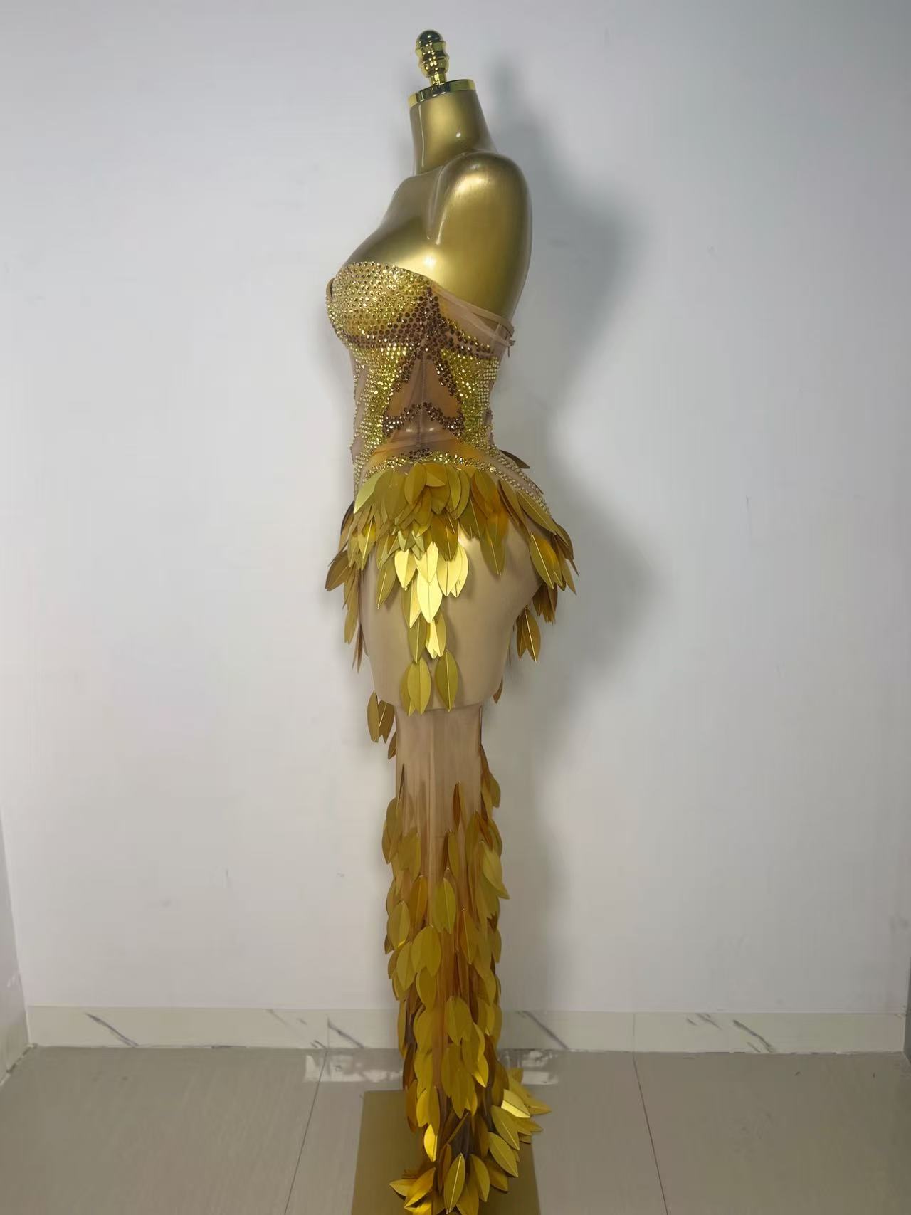 Sparkly Gold Rhinestone Sequin - Sparkly Rhinestone Club Party Dress ulasan dan harga