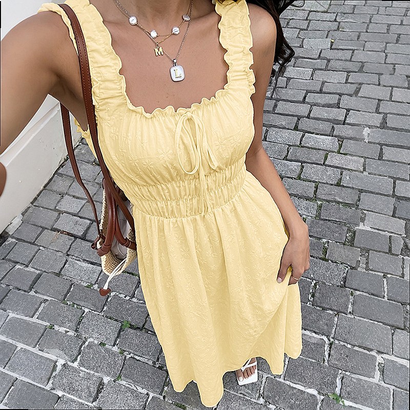 Summer Sleeveless Square Neck  - Boho Summer Beach Maxi Dress ulasan dan harga