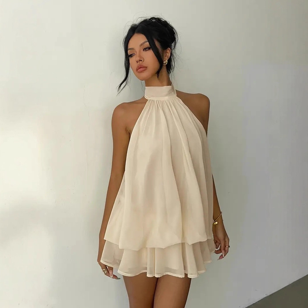 Women's Halter Neck Dress Back - Y2K Backless Halter Mini Dress ulasan dan harga