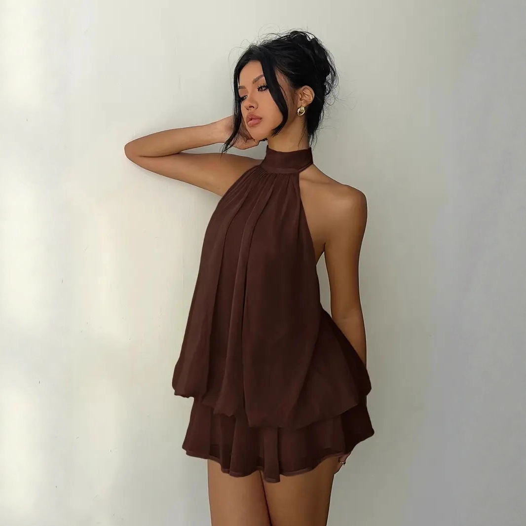 Women's Halter Neck Dress Back - Y2K Backless Halter Mini Dress ulasan dan harga