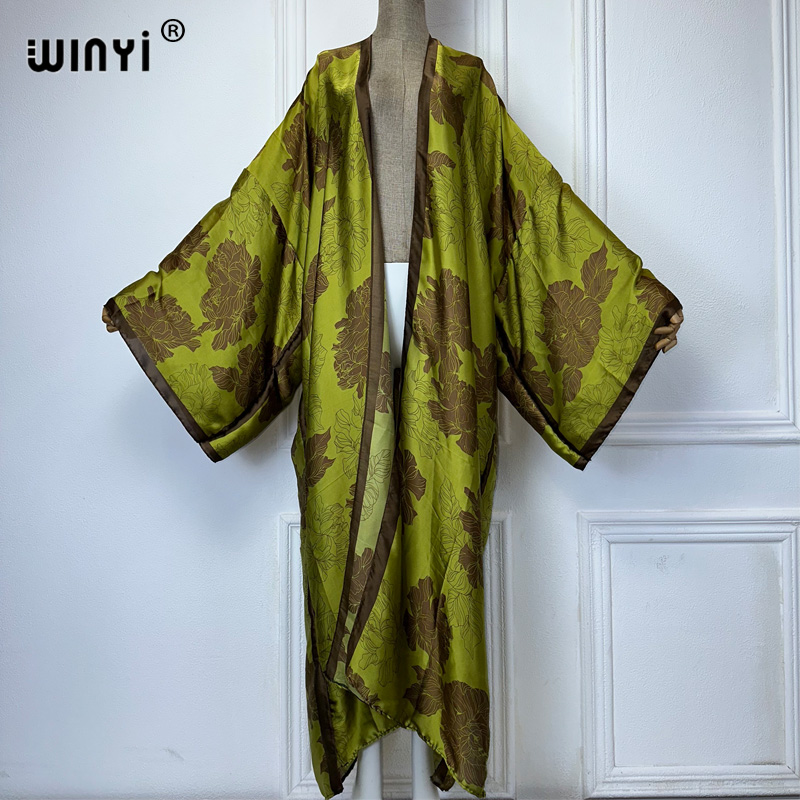 WINYI Africa boho print Kimono - Boho Summer Beach Maxi Dress ulasan dan harga