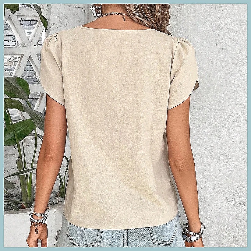 2024 Summer Vintage Solid Colo - Blouses ulasan dan harga