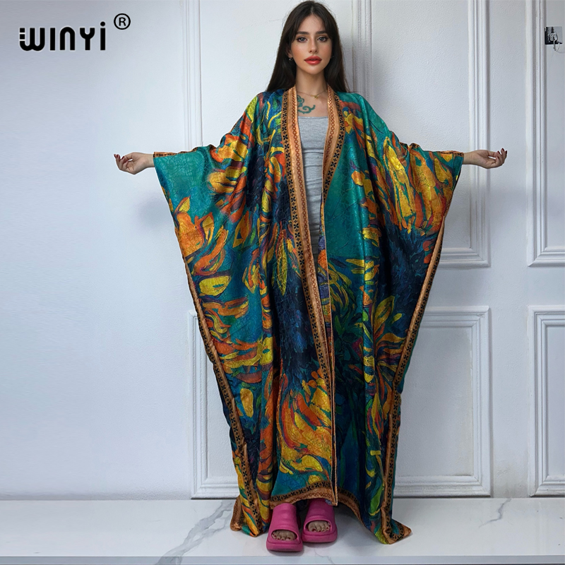 WINYI high quality boho print  - Boho Summer Beach Maxi Dress ulasan dan harga
