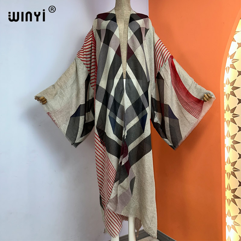 WINYI kimono summer boho print - Boho Summer Beach Maxi Dress ulasan dan harga